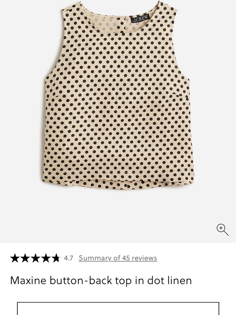 J. Crew Cream and Black Polka Dot Sleeveless Top